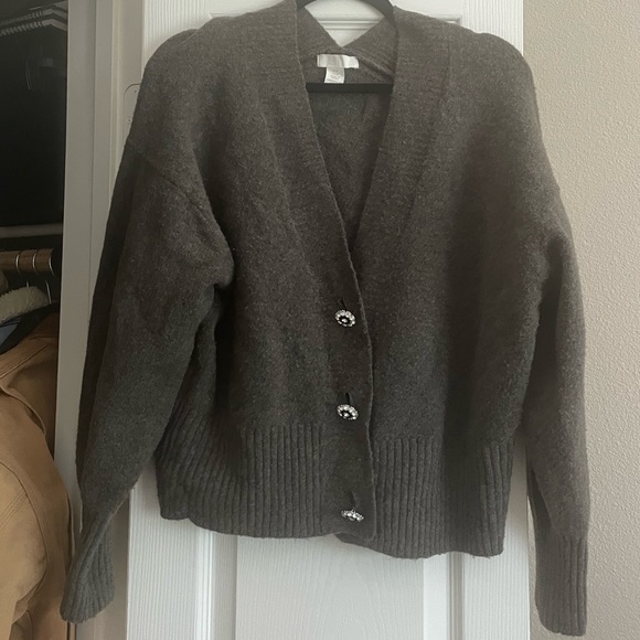 H&M Sweaters - H&M Grey Sweater With Jeweled Buttons